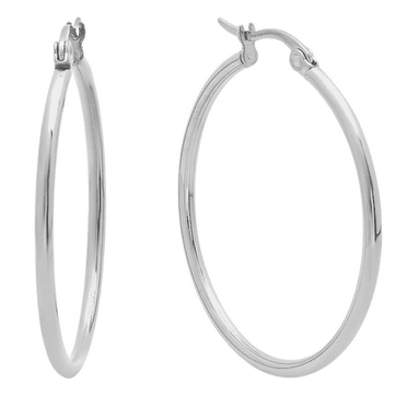 2pcs Oval Hoop Men Women Polished Stainless Steel Endless Lock Huggie Earrings 